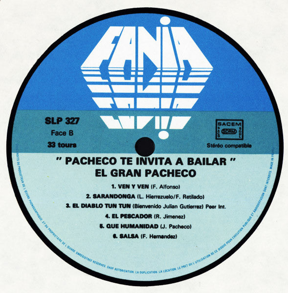 Johnny Pacheco : Te Invita A Bailar (LP, Album, RE)