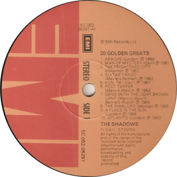 The Shadows : 20 Golden Greats (LP, Comp)