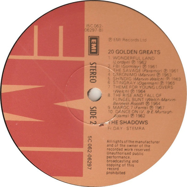 The Shadows : 20 Golden Greats (LP, Comp)