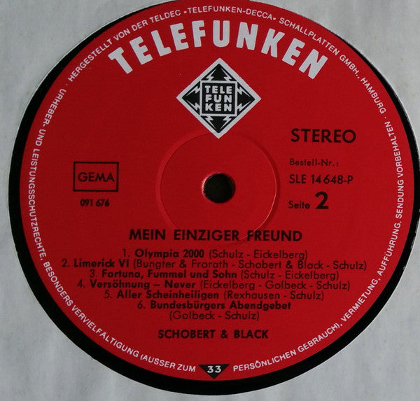 Schobert & Black : Mein Einziger Freund (LP, Album)