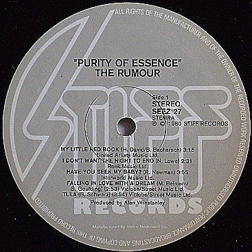 The Rumour : Purity Of Essence (LP, Album)