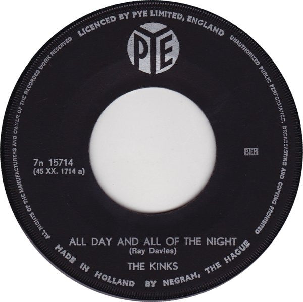 The Kinks : All Day And All Of The Night (7", Single, Car)
