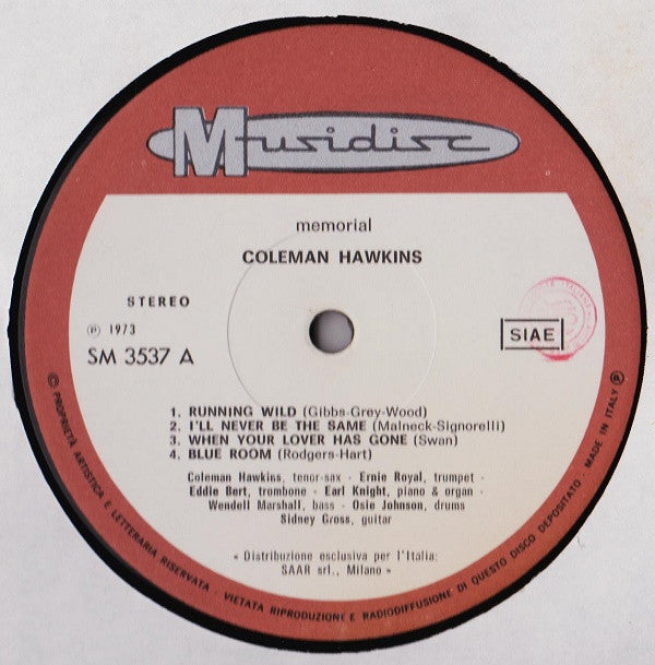 Coleman Hawkins : Memorial (LP, RE)