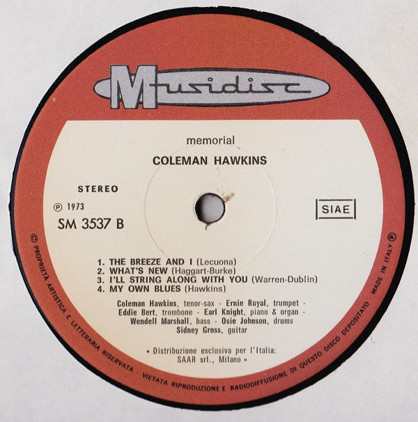 Coleman Hawkins : Memorial (LP, RE)