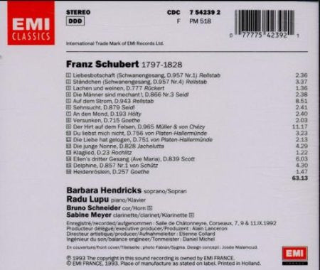 Franz Schubert, Barbara Hendricks, Radu Lupu : Schubert: Lieder, Vol. II (CD, Album)