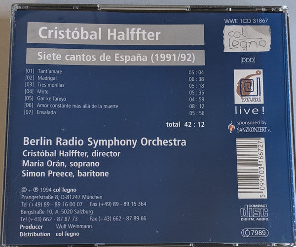Cristóbal Halffter : Siete Cantos De España (CD, Album)