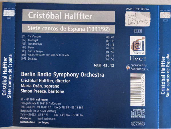 Cristóbal Halffter : Siete Cantos De España (CD, Album)