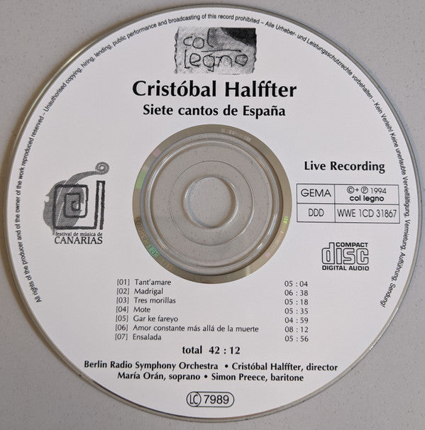 Cristóbal Halffter : Siete Cantos De España (CD, Album)