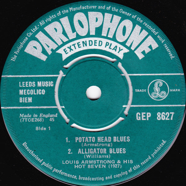 Louis Armstrong & His Hot Seven : Louis Plays The Blues (7", EP)