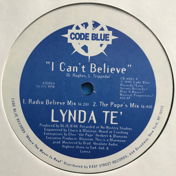 Lynda Te' : I Can't Believe (12")