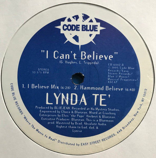 Lynda Te' : I Can't Believe (12")