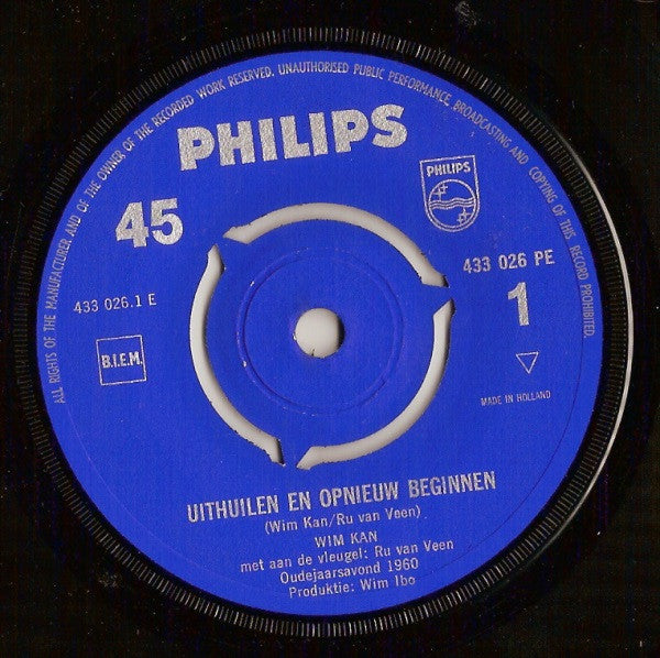 Wim Kan : Uithuilen En Opnieuw Beginnen: Oudejaarsavond 1960 (7", EP)