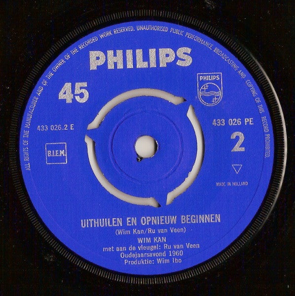 Wim Kan : Uithuilen En Opnieuw Beginnen: Oudejaarsavond 1960 (7", EP)