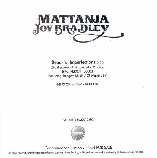 Mattanja Joy Bradley : Beautiful Imperfections (CDr, Single, Promo)