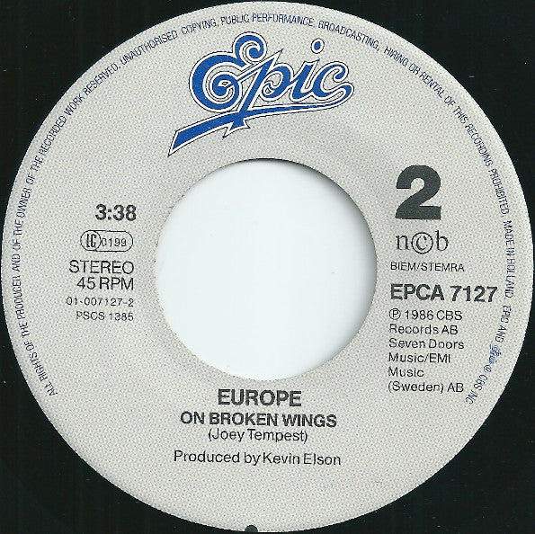 Europe (2) : The Final Countdown (7", Single)