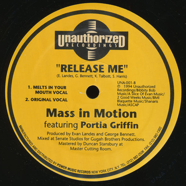 Mass In Motion Featuring Portia Griffin : Release Me (12")