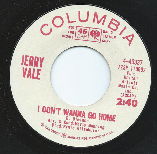Jerry Vale : Where Were You When I Needed You (7", Promo)