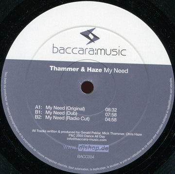 Mick Thammer & Chris Haze : My Need (12")