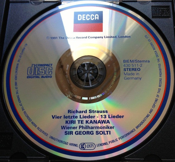 Richard Strauss - Kiri Te Kanawa, Wiener Philharmoniker, Georg Solti : Four Last Songs / Thirteen Songs With Piano Accompaniment (CD, Album)