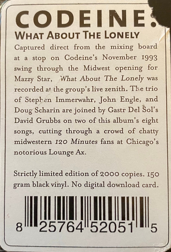 Codeine : What About The Lonely? (LP, RSD, Ltd)