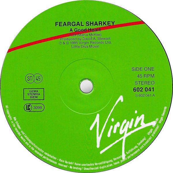 Feargal Sharkey : A Good Heart (12", Single)