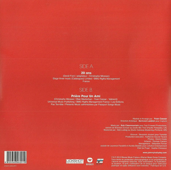 Johnny Hallyday : 20 Ans (10", RSD, Single, Ltd, Red)