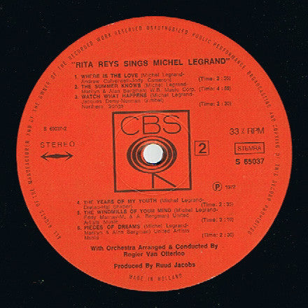 Rita Reys : Rita Reys Sings Michel Legrand (LP, Album, Gat)