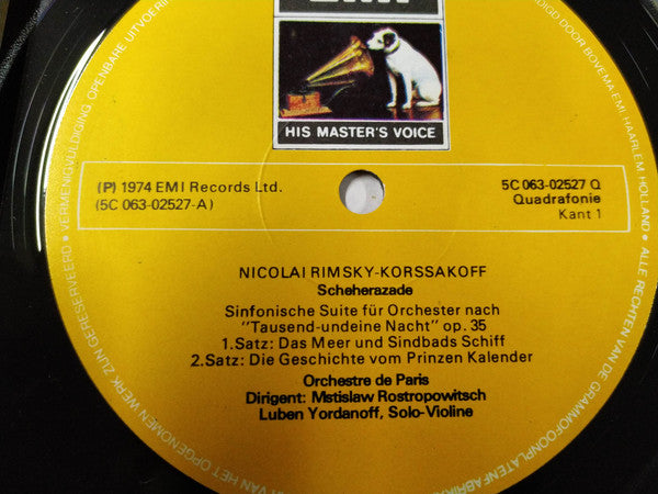 Nikolai Rimsky-Korsakov - Mstislav Rostropovich, Orchestre De Paris : Schéhérazade (LP, Album, Quad)