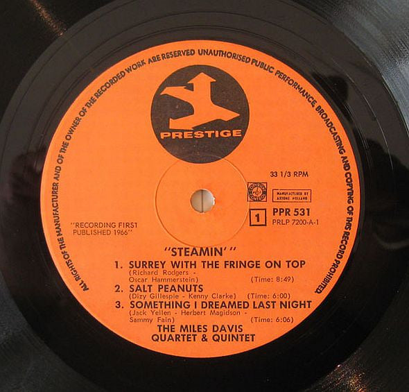 The Miles Davis Quintet : Steamin' With The Miles Davis Quintet (LP, Album, RE)