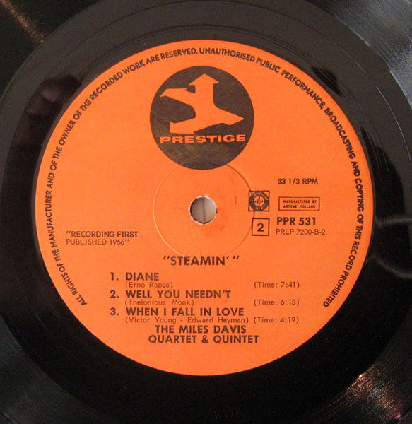 The Miles Davis Quintet : Steamin' With The Miles Davis Quintet (LP, Album, RE)