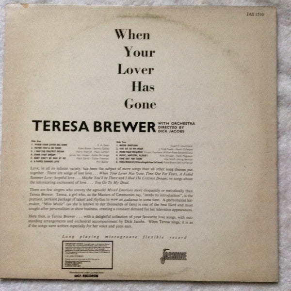Teresa Brewer : When Your Lover Has Gone (LP, Album, RE)