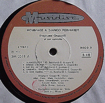 Stéphane Grappelli Quintet : Hommage À Django Reinhardt Volume 2 (LP, Album)