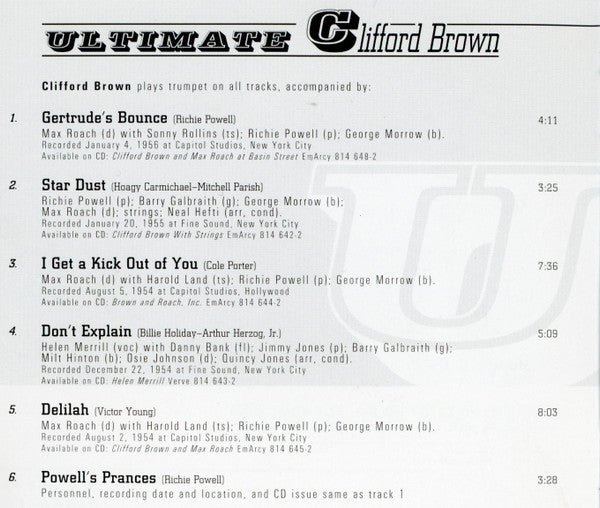 Clifford Brown : Ultimate Clifford Brown (CD, Comp)