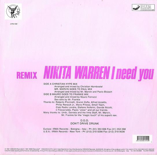 Nikita Warren : I Need You (Remix) (12")