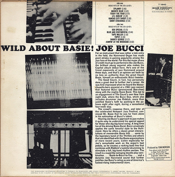 The Joe Bucci Duo : Wild About Basie! (LP)