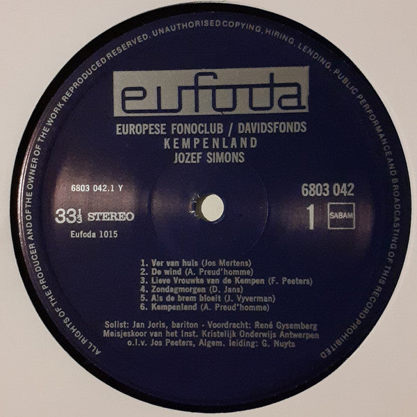 Jozef Simons : Kempenland (LP)