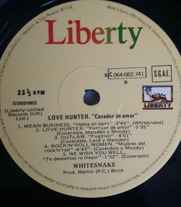 Whitesnake : Lovehunter = Cazador De Amor (LP, Album)