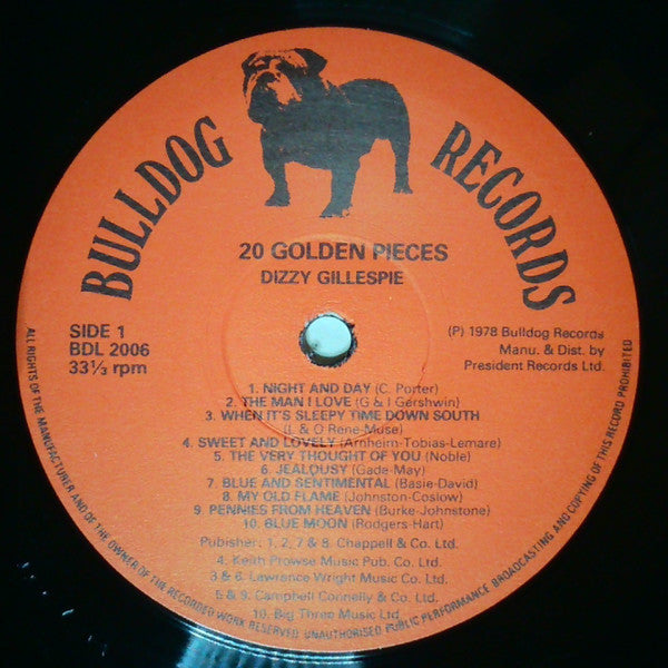 Dizzy Gillespie : 20 Golden Pieces Of Dizzy Gillespie (LP, Comp, Mono)