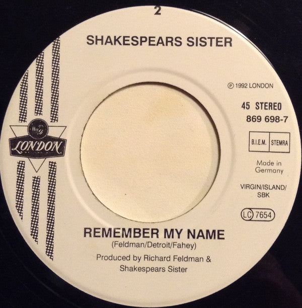 Shakespear's Sister : I Don't Care (7", Single)