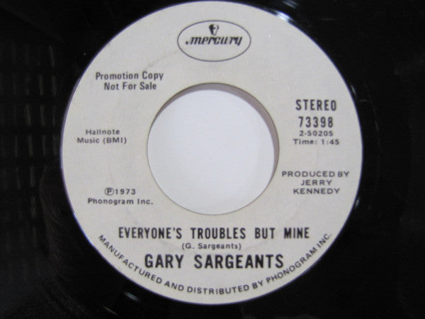 Gary Sargeants : Red Hot Memories / Everyone's Troubles But Mine (7", Promo)