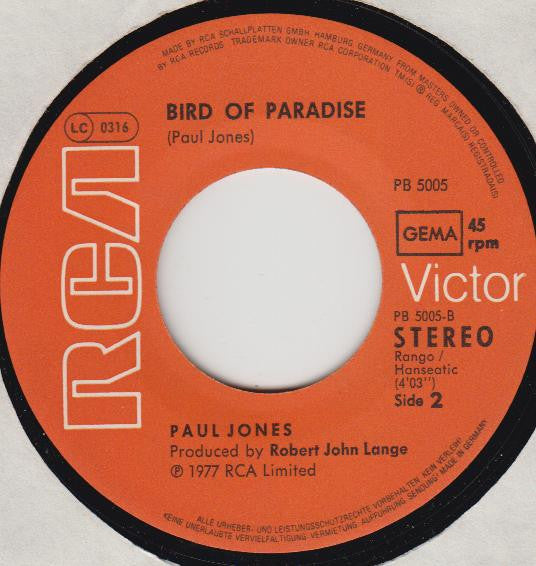 Paul Jones : Stop, Stop, Stop / Bird Of Paradise (7", Single)