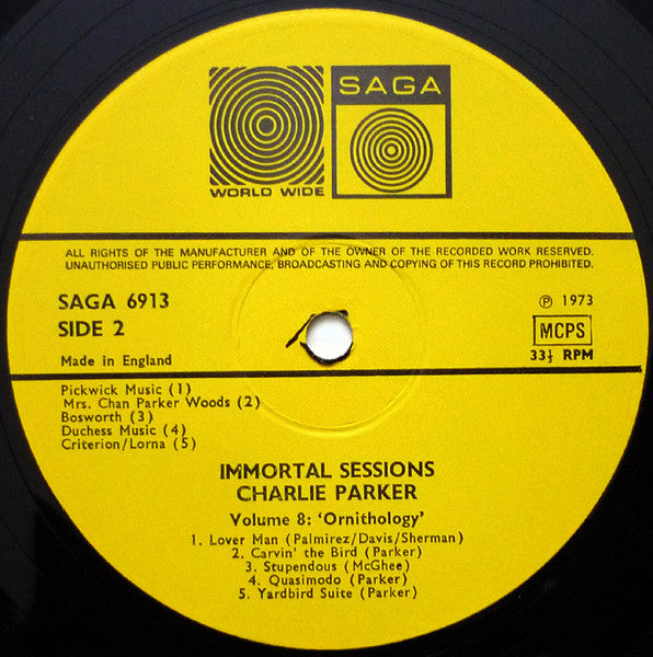 Charlie Parker : Volume 8  Ornithology (LP, Comp, RE, Yel)