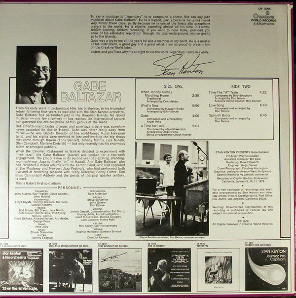 Gabe Baltazar : Stan Kenton Presents Gabe Baltazar (LP)