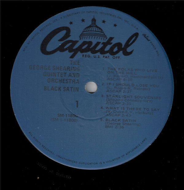 The George Shearing Quintet And The George Shearing Orchestra : Black Satin (LP, Album, Mono, RE, Jac)