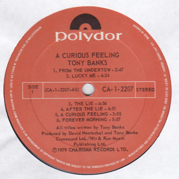 Tony Banks : A Curious Feeling (LP, Album)