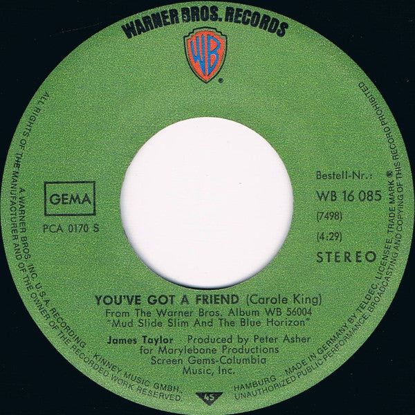 James Taylor (2) : You've Got A Friend (7", Single)