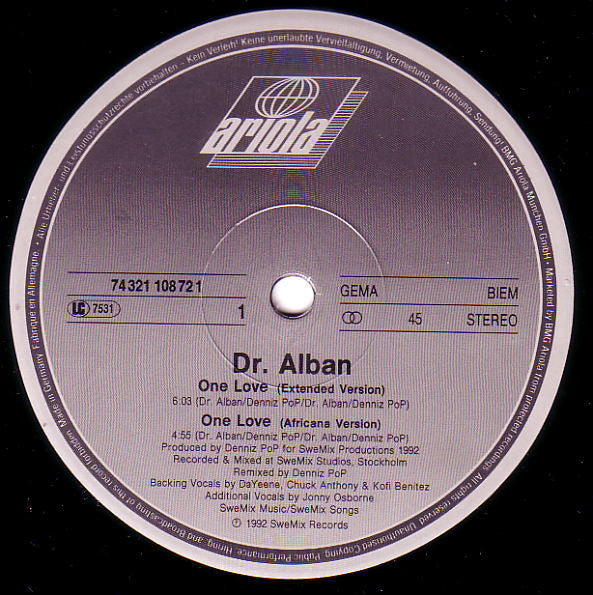 Dr. Alban : One Love (12", Maxi)