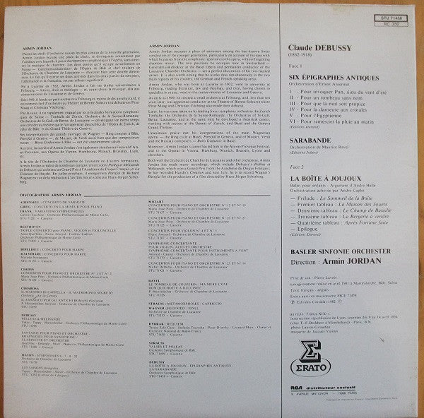 Claude Debussy - Basler Sinfonie-Orchester, Armin Jordan : La Boǐte À Joujoux / 6 Épigraphes Antiques / Sarabande (LP, Album)