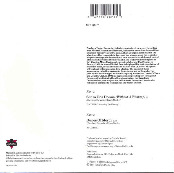 Zucchero, Paul Young : Senza Una Donna (Without A Woman) (7", Single)