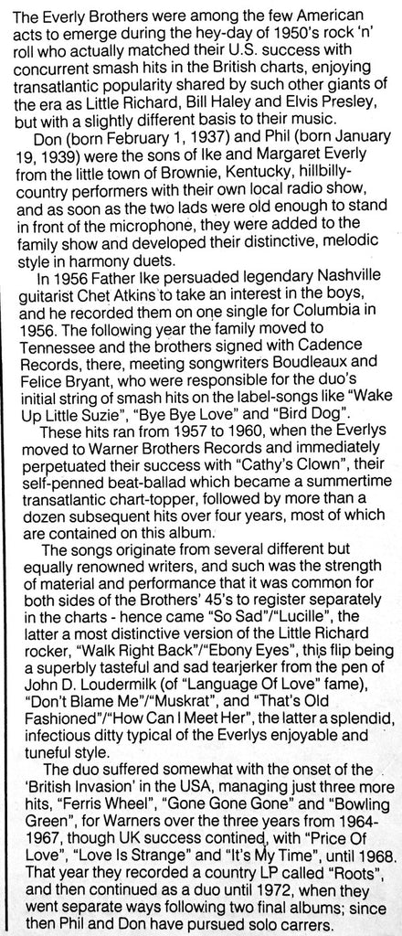 Everly Brothers : Cathy's Clown (LP, Comp, RE)